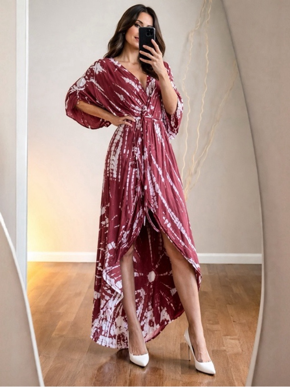 Young Fabulous & Broke Asymmetrical Burgundy and White Dress